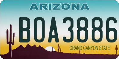 AZ license plate BOA3886