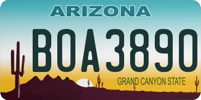 AZ license plate BOA3890