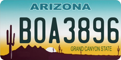 AZ license plate BOA3896