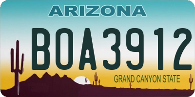 AZ license plate BOA3912
