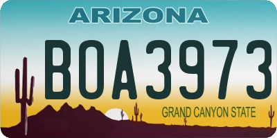 AZ license plate BOA3973