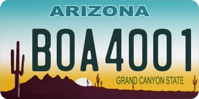 AZ license plate BOA4001