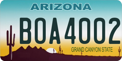 AZ license plate BOA4002