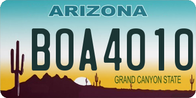 AZ license plate BOA4010