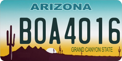AZ license plate BOA4016