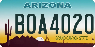 AZ license plate BOA4020