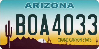 AZ license plate BOA4033