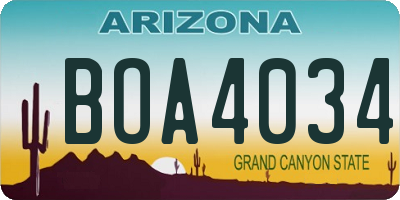 AZ license plate BOA4034