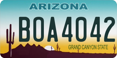 AZ license plate BOA4042