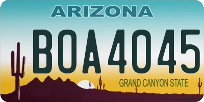 AZ license plate BOA4045