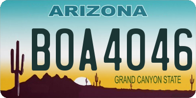 AZ license plate BOA4046