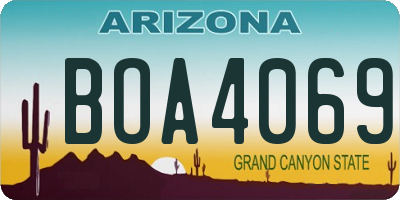AZ license plate BOA4069