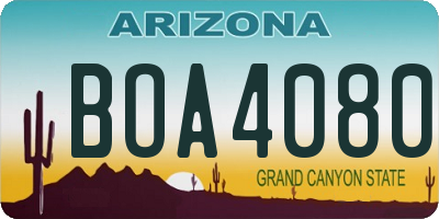 AZ license plate BOA4080