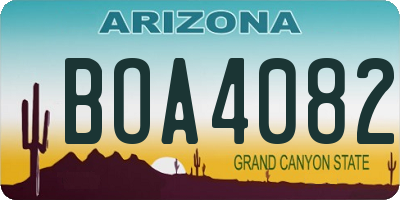 AZ license plate BOA4082