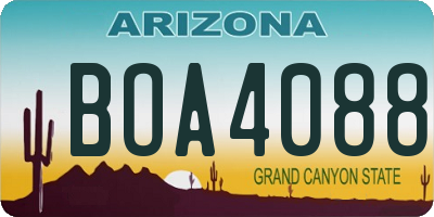AZ license plate BOA4088