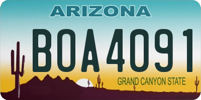 AZ license plate BOA4091