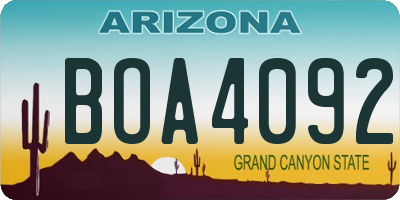 AZ license plate BOA4092