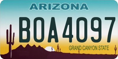 AZ license plate BOA4097
