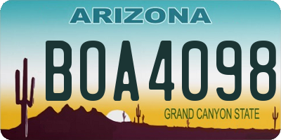 AZ license plate BOA4098