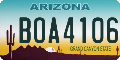AZ license plate BOA4106