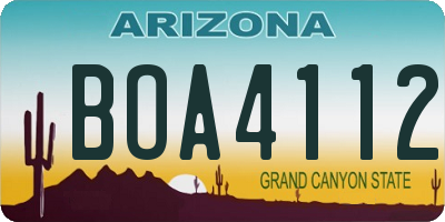AZ license plate BOA4112