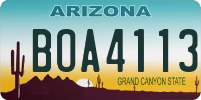AZ license plate BOA4113
