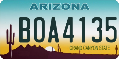 AZ license plate BOA4135