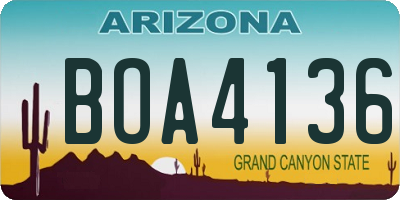 AZ license plate BOA4136