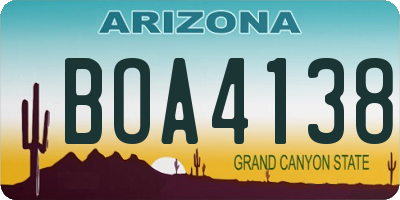 AZ license plate BOA4138