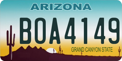 AZ license plate BOA4149