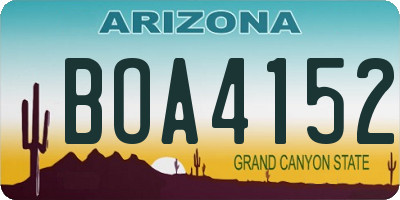AZ license plate BOA4152