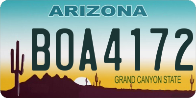AZ license plate BOA4172