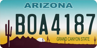 AZ license plate BOA4187