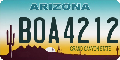 AZ license plate BOA4212