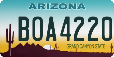 AZ license plate BOA4220