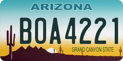 AZ license plate BOA4221
