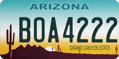 AZ license plate BOA4222