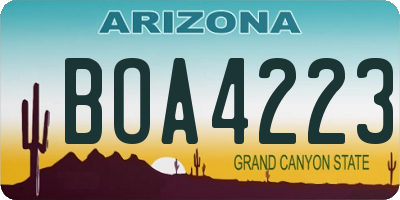 AZ license plate BOA4223
