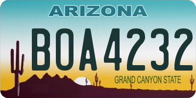 AZ license plate BOA4232