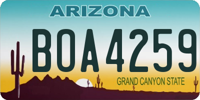 AZ license plate BOA4259