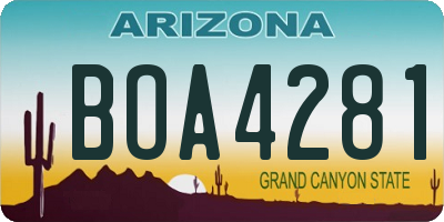 AZ license plate BOA4281
