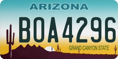 AZ license plate BOA4296