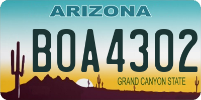 AZ license plate BOA4302