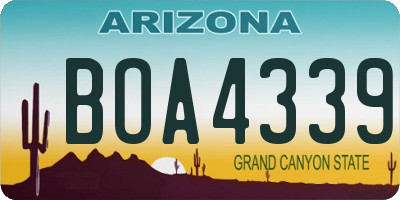 AZ license plate BOA4339
