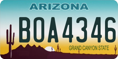 AZ license plate BOA4346