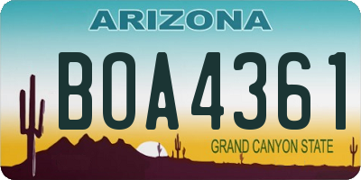 AZ license plate BOA4361