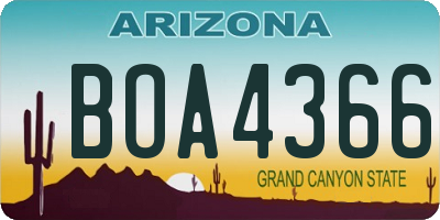 AZ license plate BOA4366