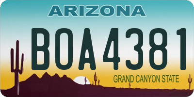 AZ license plate BOA4381