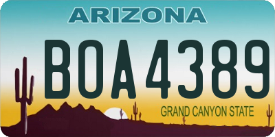 AZ license plate BOA4389