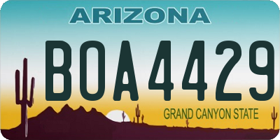 AZ license plate BOA4429